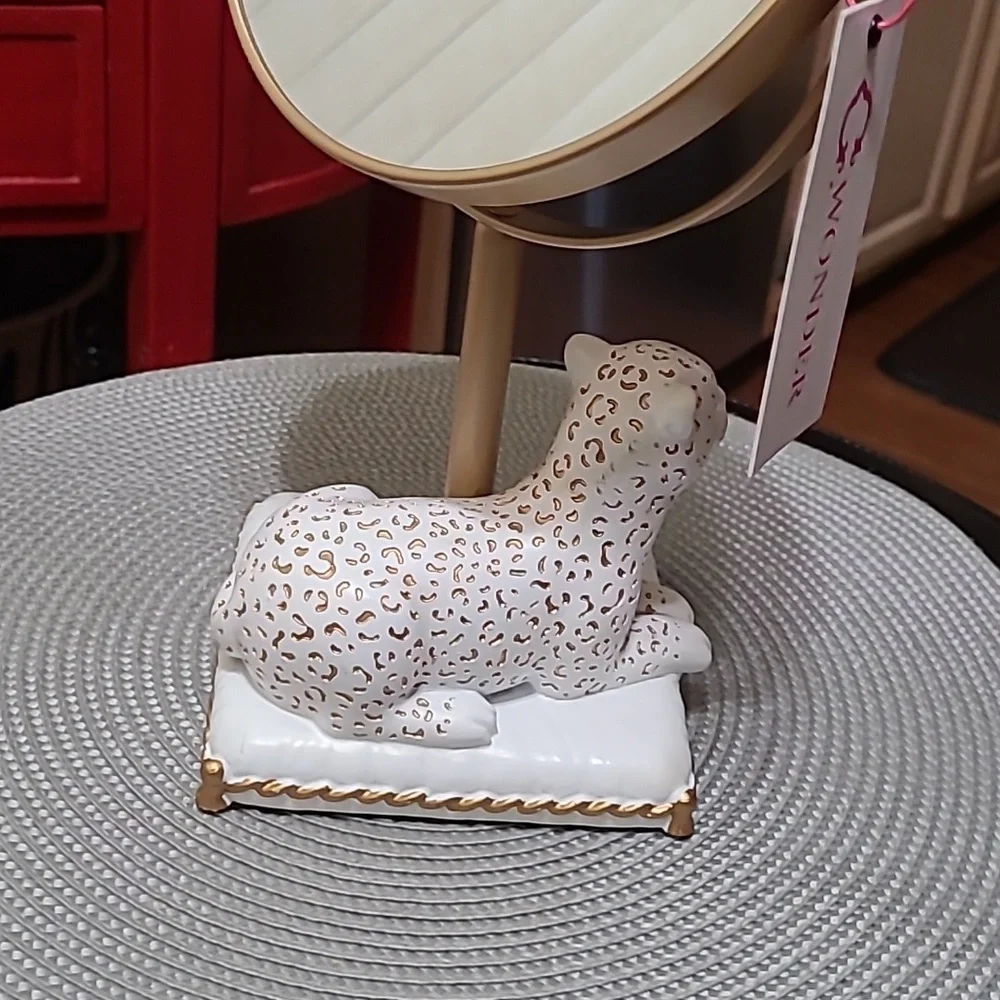 C. WONDER Gold and White Leopard Vanity Mirror